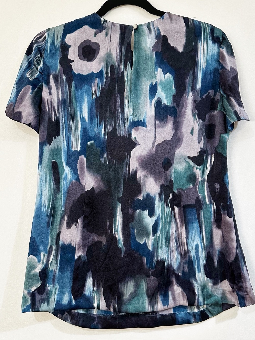Anne Klein Blue and Green Silk Blouse Size 6 - Picture 2 of 4